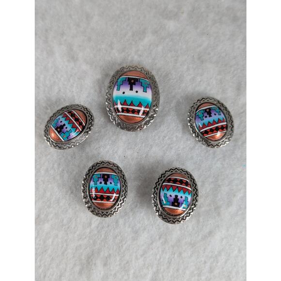 Vintage 5 oval buttoncovers  South Western 1-1 1/2. 4-1" EUC 90's - Picture 3 of 4